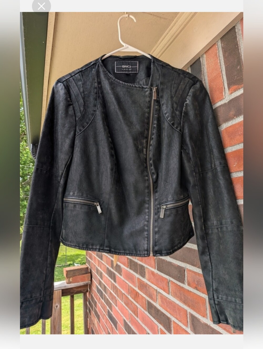 blanc noir Black Faux Leather Asymmetrical Zip Jacket
